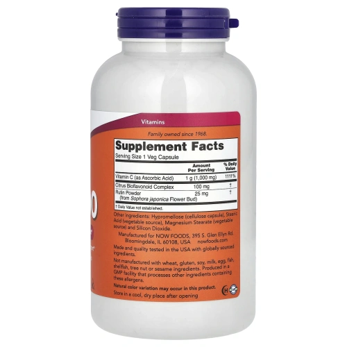 Now Foods, C-1000, с 100 мг биофлавоноидов, 250 растительных капсул