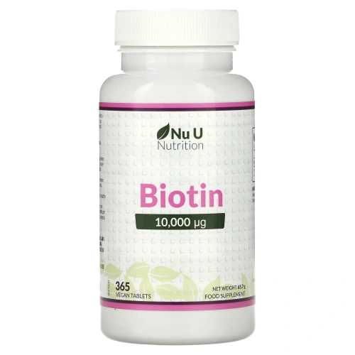 Nu U Nutrition, Биотин, 10 000 мгк, 365 растительных таблеток