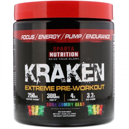 Sparta Nutrition, Kraken Extreme Pre-Workout, Sour Gummy Bear, 11.29 oz (320 g)