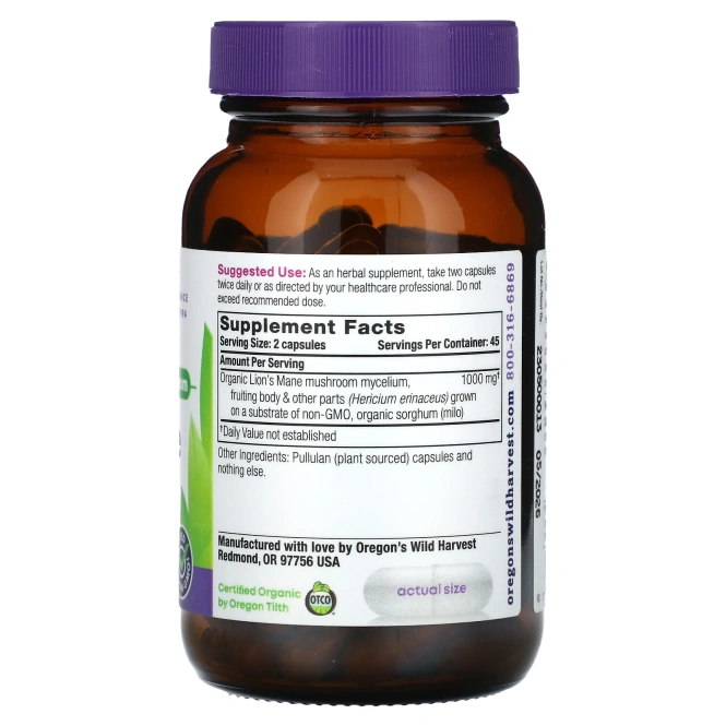 Oregon's Wild Harvest, Lion's Mane`` 90 веганских капсул