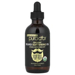 Pura D'or, органическое масло для смягчения бороды, оригинальное сандаловое дерево, 118 мл (4 жидк. унции)