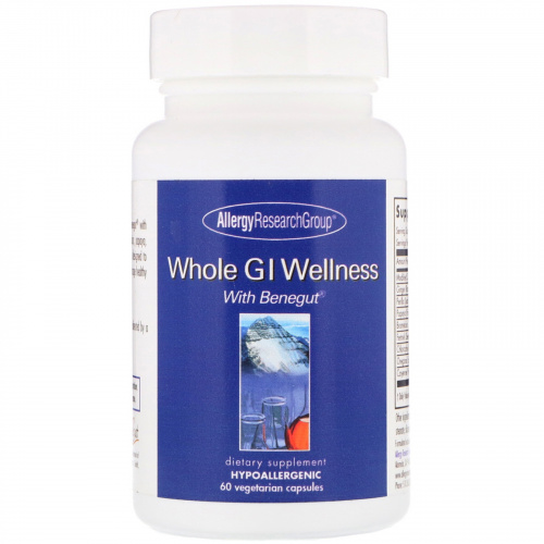 Allergy Research Group, Whole GI Wellness, для здоровой желудочно-кишечной функции, 60 вегетарианских капсул