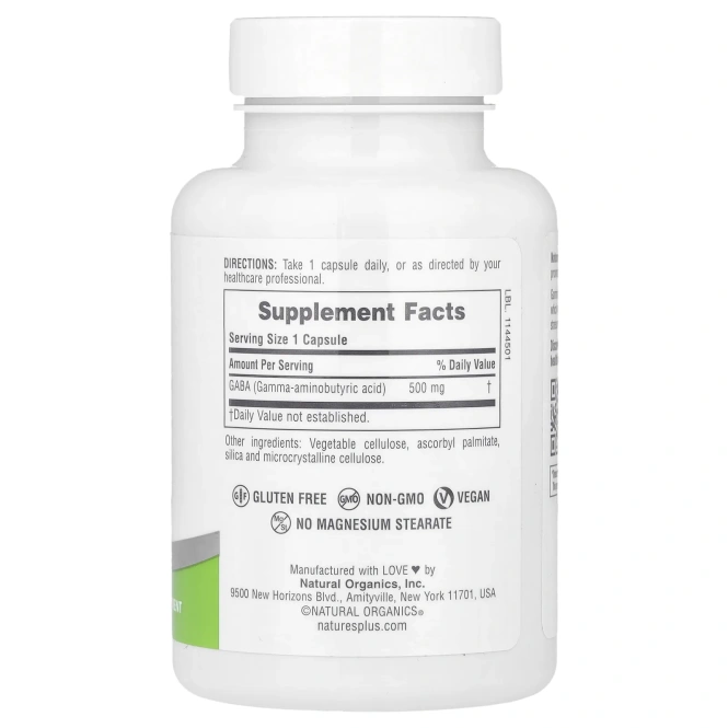 NaturesPlus, PRO GABA 500, 60 капсул (500 мг на капсулу)