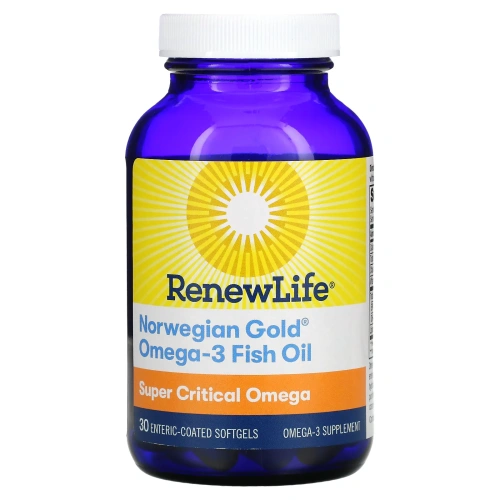 Renew Life, Суперкритическая Омега, апельсиновый вкус, 30 мягких желатиновых капсул с кишечнорастворимым покрытием