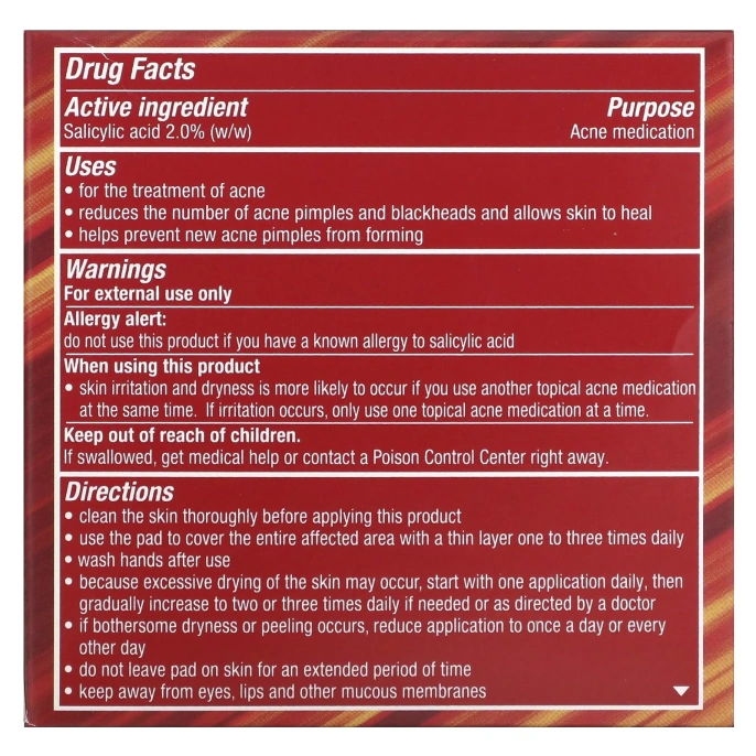 Stridex, Одношаговое средство от угрей, максимальная сила, без спирта, 55 мягких салфеток