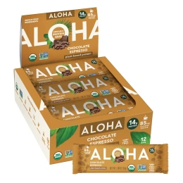 Aloha, Organic Protein Bars, Chocolate Espresso, 12 Bars, 1.98 oz (56 g) Each