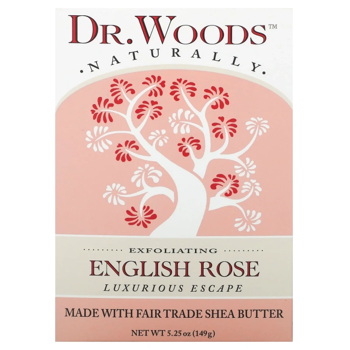 Dr. Woods, Английское мыло с ароматом розы, эффект осветления кожи, 5.25 унций (149 г)