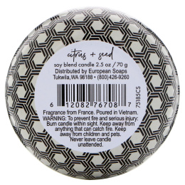 European Soaps, Urbana, свеча со смесью сои, цитрус + семена, 2,5 унц. (70 г)