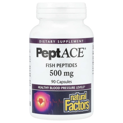 Natural Factors, пептиды рыбы, 500 мг, 90 Капсул