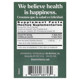 Bio Nutrition, зеленый чай, 30 чайных пакетиков, 53,9 г (1,9 унции)