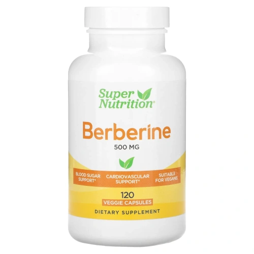 Super Nutrition, берберин гидрохлорид, 500 мг, 120 растительных капсул