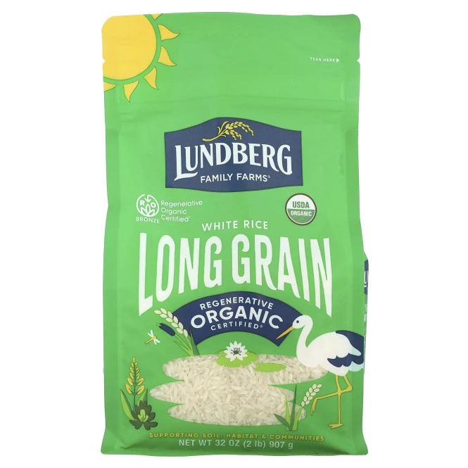Lundberg, Органический белый длиннозерный рис, 907 г (2 фунта)