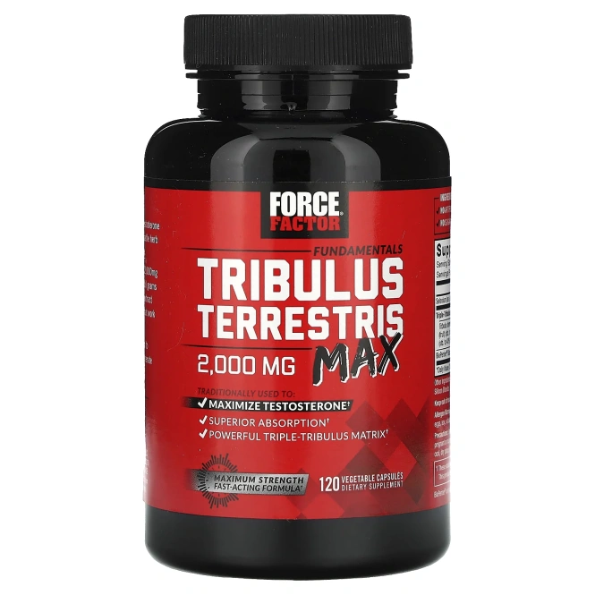 Force Factor, Fundamentals, якорцы стелющиеся (Tribulus terrestris Max), 2000 мг, 120 растительных капсул (500 мг в 1 капсуле)