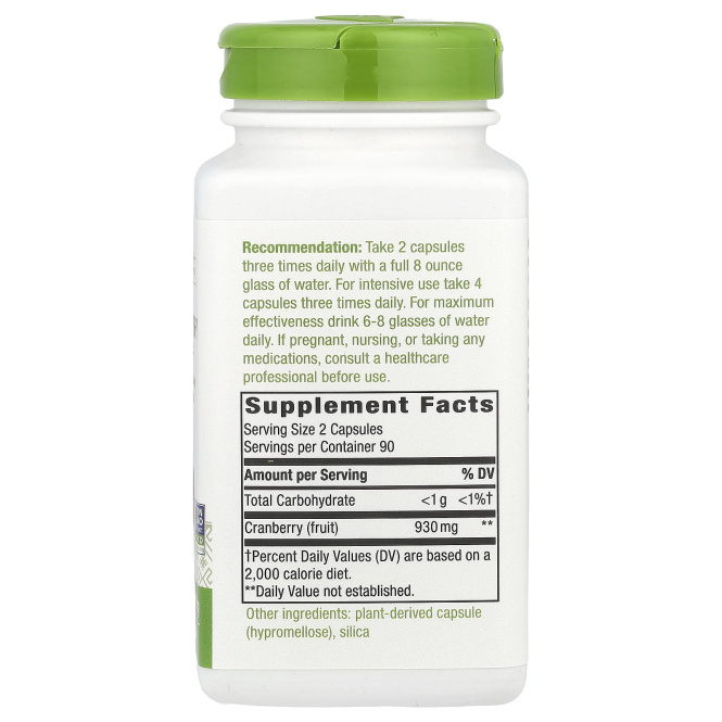 Nature's Way, плоды клюквы, 930 мг, 180 веганских капсул (465 мг в 1 капсуле)