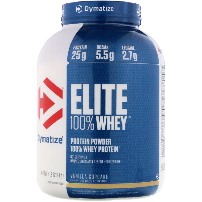Dymatize Nutrition, Elite, Порошок 100-ного Сывороточного Протеина, Ванильный кекс, 5 фунтов (2,3 кг)