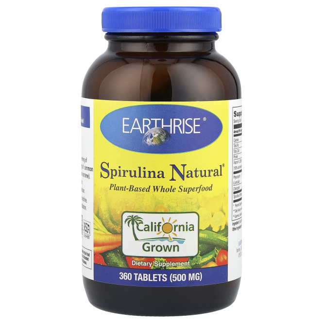 Earthrise, Спирулина натуральная, 500 мг, 360 таблеток
