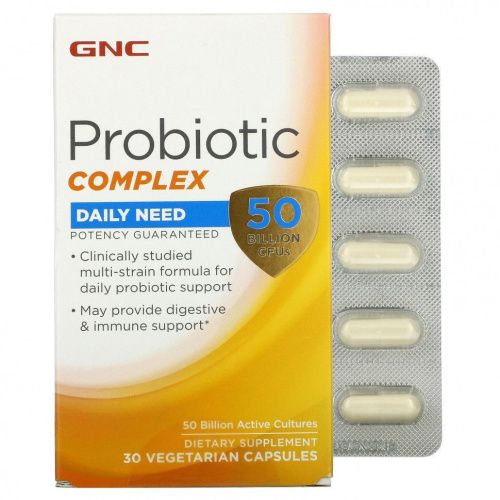 GNC, Probiotic Complex, Daily Need, 50 Billion CFU, 30 Vegetarian Capsules