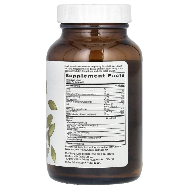 Country Life, Maxi Hair для мужчин, 60 желатиновых капсул