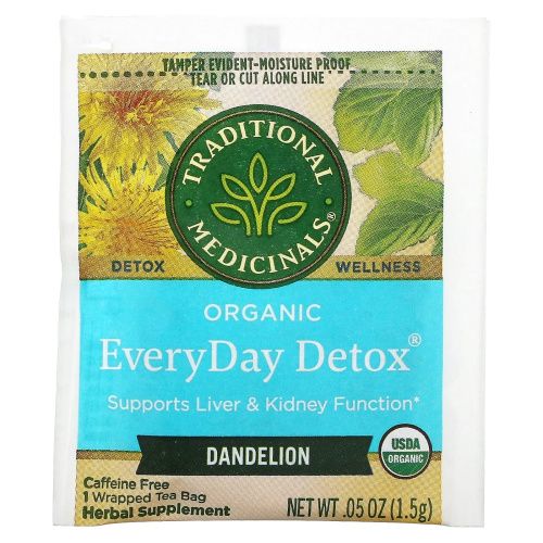 Traditional Medicinals, Organic EveryDay Detox Tea, Dandelion, 16 Wrapped Tea Bags, .05 oz (1.5 g)