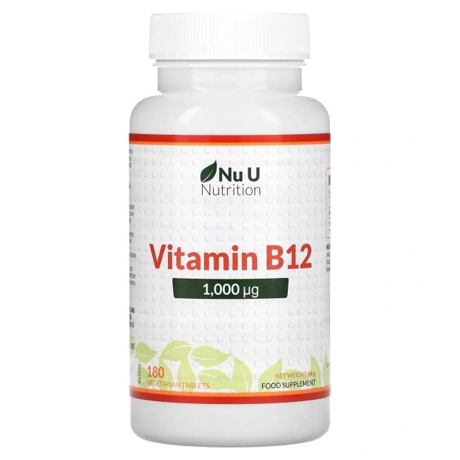 Nu U Nutrition, Витамин B12, 1000 мкг, 180 вегетарианских таблеток