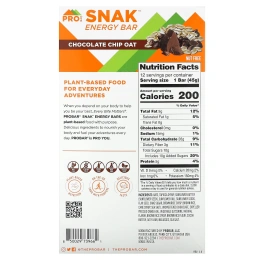 ProBar, Snak Energy Bar, овсяные хлопья с шоколадной крошкой, 12 батончиков по 45 г (1,6 унции)