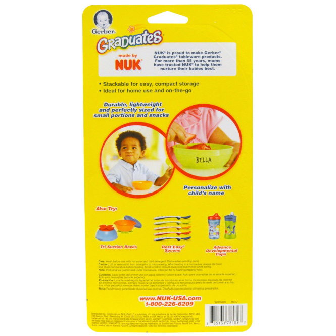 NUK, Миски Gerber Graduates Bunch-a-Bowls, 4 миски и крышки