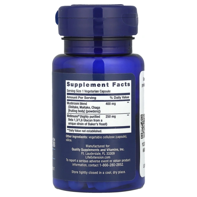 Life Extension, Mushroom Immune with Beta Glucans, 30 вегетарианских капсул