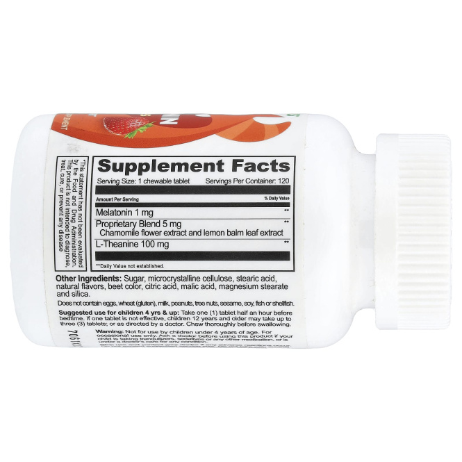 VitaWorks, мелатонин для детей, со вкусом ягод, 120 жевательных таблеток