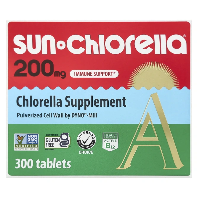 Sun Chlorella, Витамин А (хлорелла), 200 мг, 300 таблеток