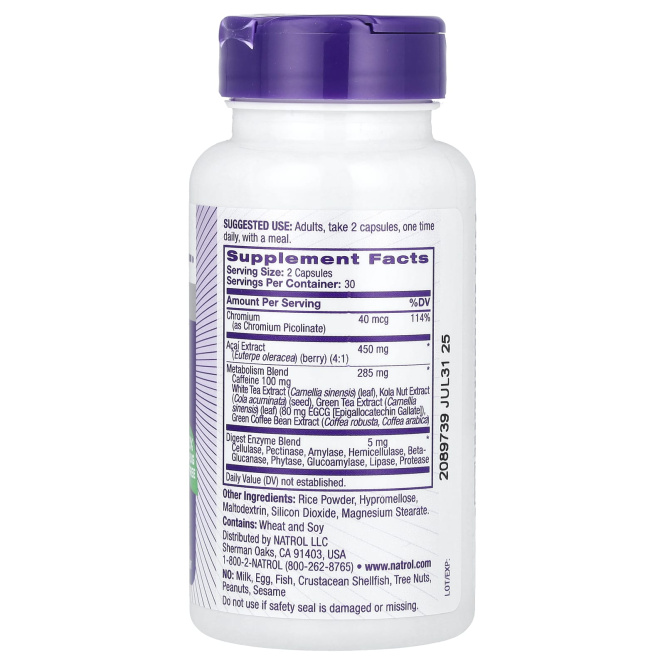 Natrol, AcaiBerry Diet, суперпродукты асаи и зеленый чай, 60 вегетарианских капсул