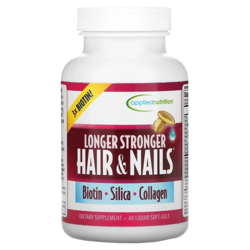 Applied Nutrition, Более длинные и сильные волосы и ногти, 60 жидких гелевых капсул
