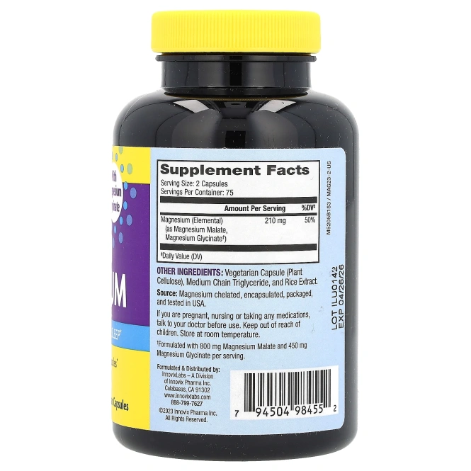 InnovixLabs, Магний с улучшенной рецептурой, 150 веганских капсул
