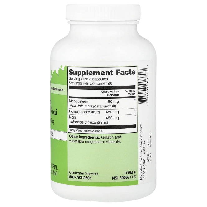 Vitacost, мангостан, гранат и нони, 180 капсул