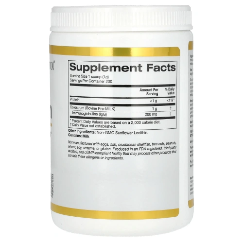 California Gold Nutrition, Молозиво, высококонцентрированное, мгновенное, без rBST, 7,05 унций (200 г)