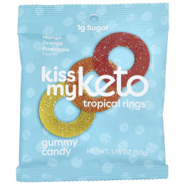 Kiss My Keto, Gummy Candy, тропические кольца, манго, апельсин и ананас, 6 пакетиков по 50 г (1,76 унции)