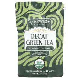 Starwest Botanicals, органический зеленый чай без кофеина, 20 чайных пакетиков, 40 г (1,4 унции)
