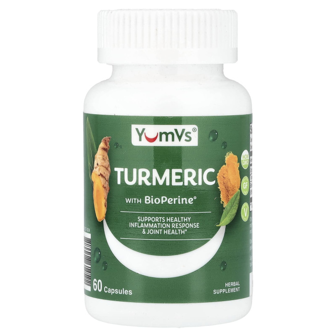 YumVs, куркума с BioPerine®, 60 капсул