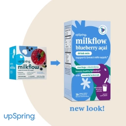 UpSpring, Milkflow®, смесь для приготовления напитка, голубика и асаи, 16 порционных пакетиков по 10 г (0,35 унции)