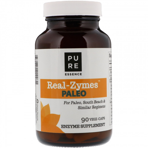 Pure Essence, Real-Zymes, палеодиета, 90 капсул в растительной оболочке