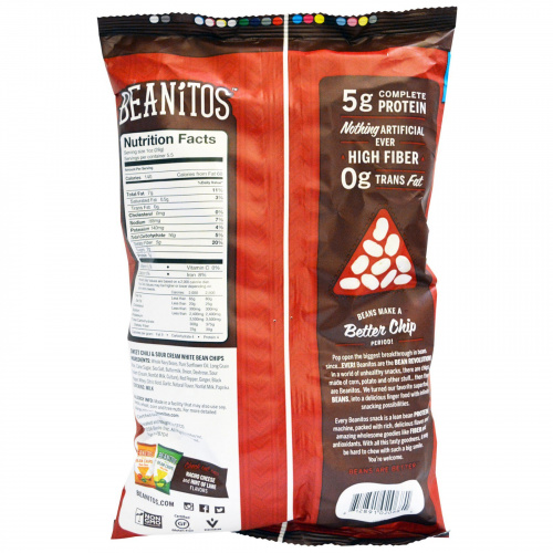 Beanitos, Чипсы из белых бобов, сладкий чили и сметана, 5,5 унции (155 г)