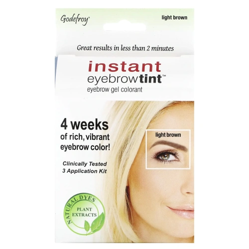 Godefroy, Instant Eyebrow Tint, Light Brown, 3 Application Kit
