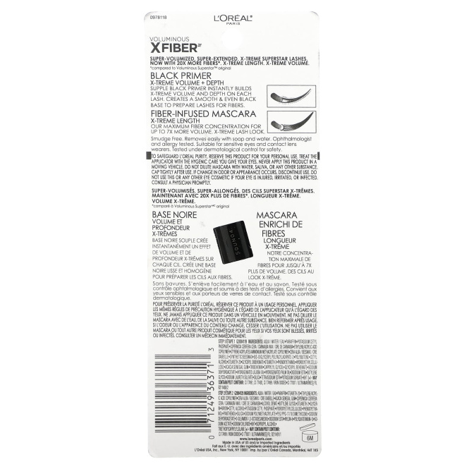 L'Oreal, Тушь для ресниц Voluminous X Fiber, оттенок 213 угольно-черный, 13 мл