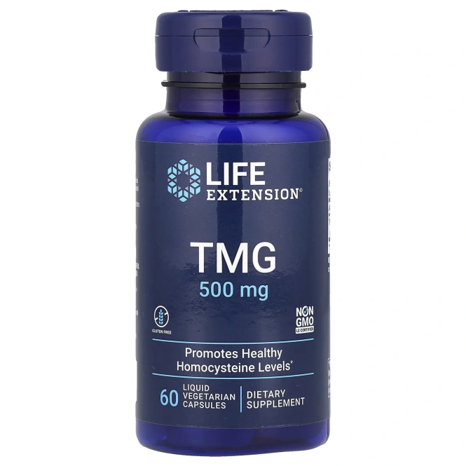 Life Extension, TMG (триметилглицин), 500 мг, 60 вегетарианских капсул с жидким содержимым