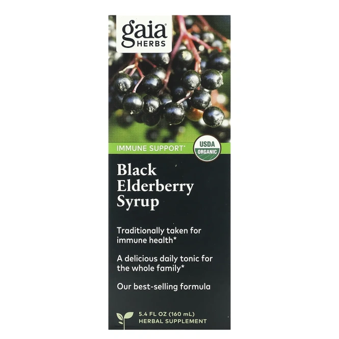 gaia herbs Black Elderberry Syrup для поддержки иммунитета сироп из бузины 160 мл