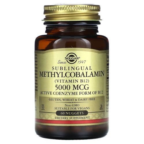 Solgar, Сублингвальный Метилкобаламин, 60 капсула