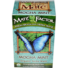 Mate Factor, Органическое Йерба матэ, мокка мята, 20 пакетиков, 2,47 унции (70 г)