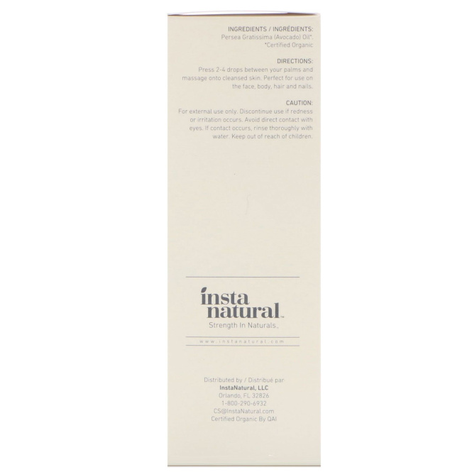 InstaNatural, Complete Organics, масло авокадо, 120 мл (4 жидких унции)