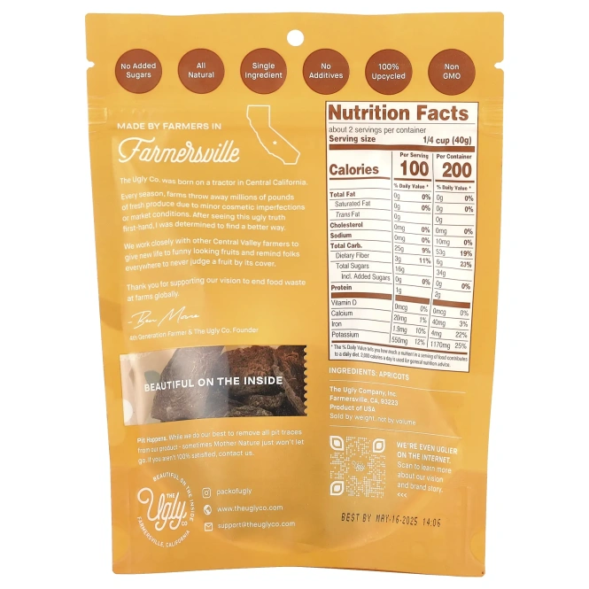 Hello! I'm Ugly, Сухофрукты, нарезанные абрикосы, 85 г (3 унции)