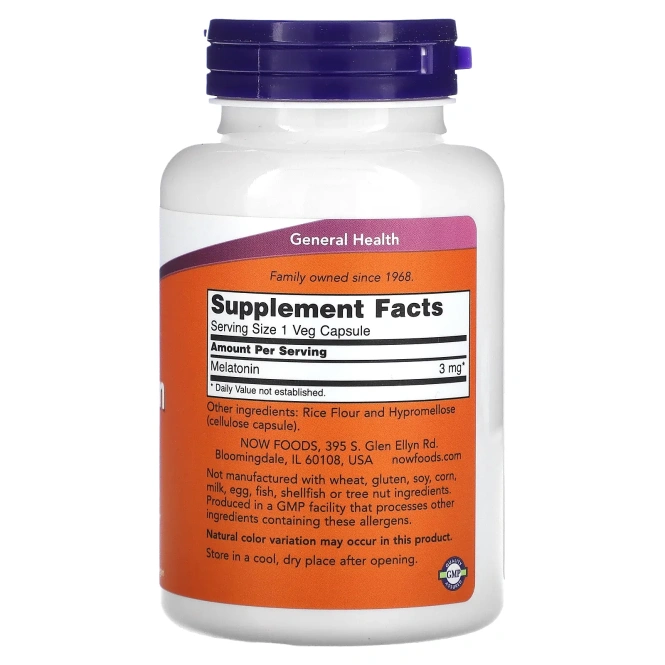 Мелатонин 3 мг Now, 180 капсул