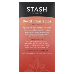 Stash Tea, Black Tea, чай без кофеина со специями, 18 чайных пакетиков, 33 г (1,1 унции)